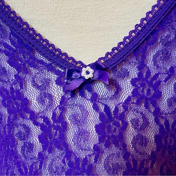 Vintage 1970s Frederick’s of Hollywood Purple Lace Lingerie Bodysuit Size Large - Picture 5 of 14